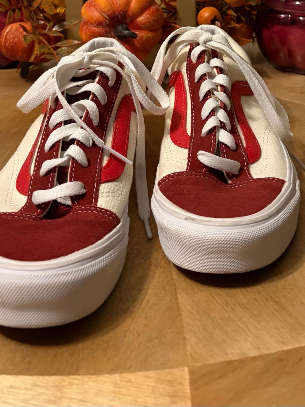 Vans Classic Low-Top Canvas Sneakers in Red and White